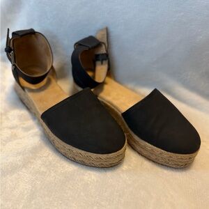 Naturalizer Waverly Black Espadrille Platform Sandals w/ankle strap